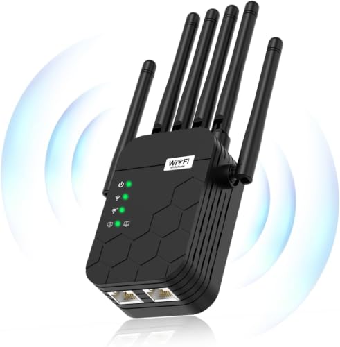 2026 WiFi Extender Signal Booster, Dual Band 5.8GHz&2.4GHz, 6X Faster, WiFi Booster Covers Up to 13880 Sq.ft, 1200M WiFi Repeater with Ethernet Port, Connects 100+ Devices, One-tap Setup