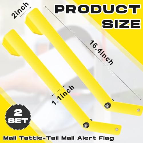 Image of Yaocom 2 Sets Mailbox Alert Flag for Delivered Extra Long Mail Mailbox Delivery Notification Alert Signal Flag Replacement 16.4 Inch Aluminum Alarm Heavy Duty Accessories for Steel Metal Post-Mount