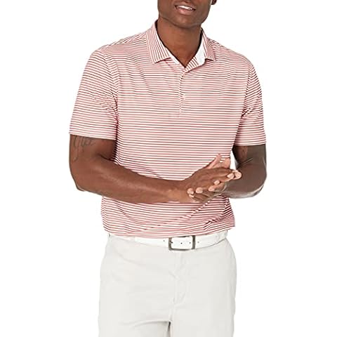 Hickey Freeman Men's Mini Stripe Air Pique Golf Polo, Coral, Small Cover