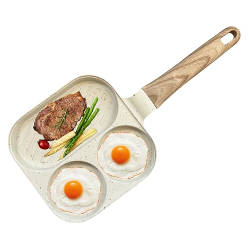 YRTUOP Sartén Para Desayuno - Sartén Antiadherente Para Tortillas Y Huevos,Utensilio De Cocina Con 3 Secciones Para Inducción Eléctrica Restaurante Casa Cocinar Carne Sandwich Barbacoa - Para Placa De