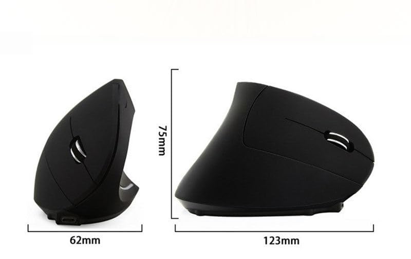 Image of FORIDA Ergonomic Vertical Wireless Mouse Rechargeable, 2.4GHz Optical USB Mouse with 6 Buttons, 800 /1200 /1600 DPI, Right-Hand Design for Laptop, PC, Mac - Black