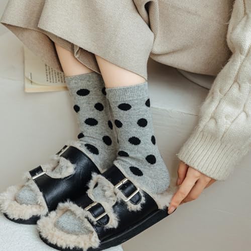 Polka Dots Socks Wool Socks for Winter Women Warm Thick Cozy Crew Sock 6 Pairs High Ankle4