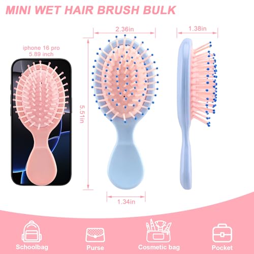 12pcs Mini Wet Hair Brush for Women Teen Girls Toddler Wet Dry Hair, Travel Hairbrush, Valentines Day Bulk Gifts, Bachelorette Party Favors, Bridesmaid Gift Spa Party Supplies, Stocking Stuffers - Image 2