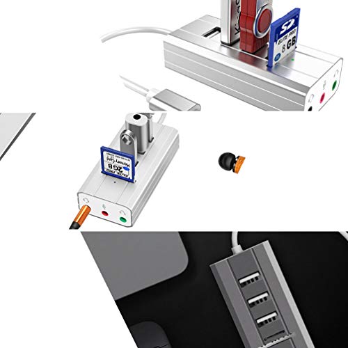 ULTECHNOVO Adaptador de Ãudio Usb Placa de Som EstÃ©reo Externo 3 Portas Tipo-C Conversor Adaptador