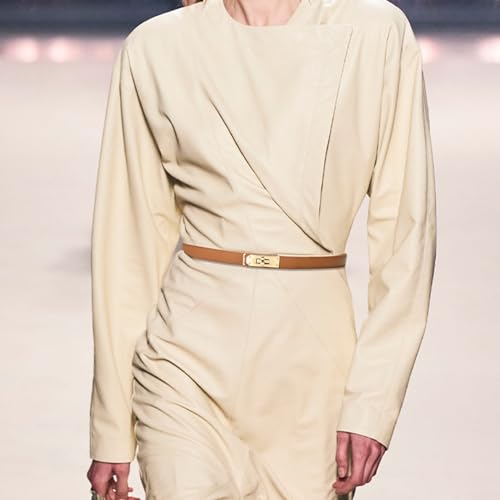 Women Skinny Leather Belt: Adjustable Thin Waist Belts With Alloy Turn-Lock Buckle Ideal for Dresses Jeans2