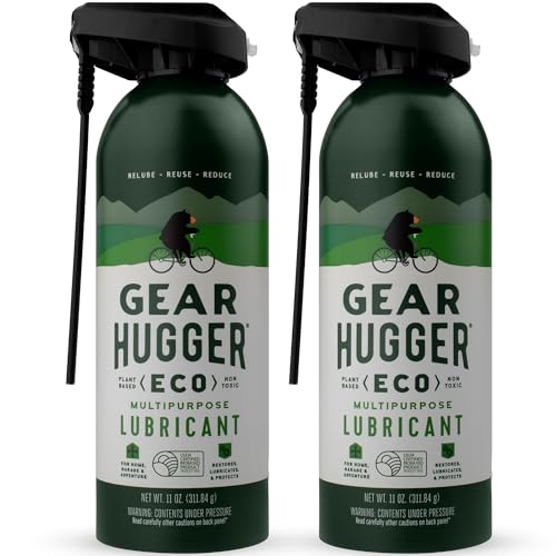 Gear Hugger Multipurpose Lubricant - Eco-Friendly (11 oz, Pack of 2), Rust Remover - Garage Door Lubricant Spray, Door Hinge Lubricant & Lock Lubricant - Plant-Based, No Petroleum, No PTFE