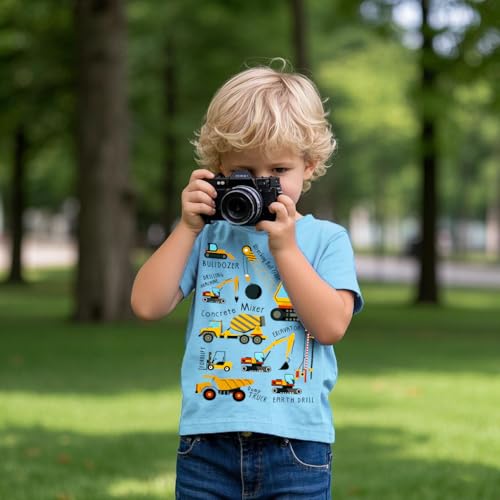 Image of Kids Short Sleeve Tees Toddler Crewneck T-Shirts Boys Girls Dino Raccoon Excavator Silly Goose Flower Girl Tops 2-7 Years