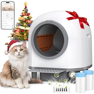 RWSRW Litiere Chat Autonettoyante XXL, 80L Bac à Litière à Nettoyage Automatique par APP et 9 Capteurs, Automatique avec Contrôle pour Les Grands Chats (Max. 8kg)