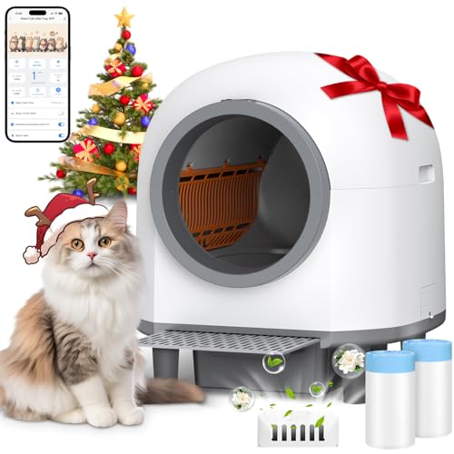RWSRW Lettiera Gatto Autopulente, Lettiera Automatica per Gatti, Antiodore, Capacità Massima 80L, Controllo APP per Più Gatti Sistema di Arresto di Sicurezza