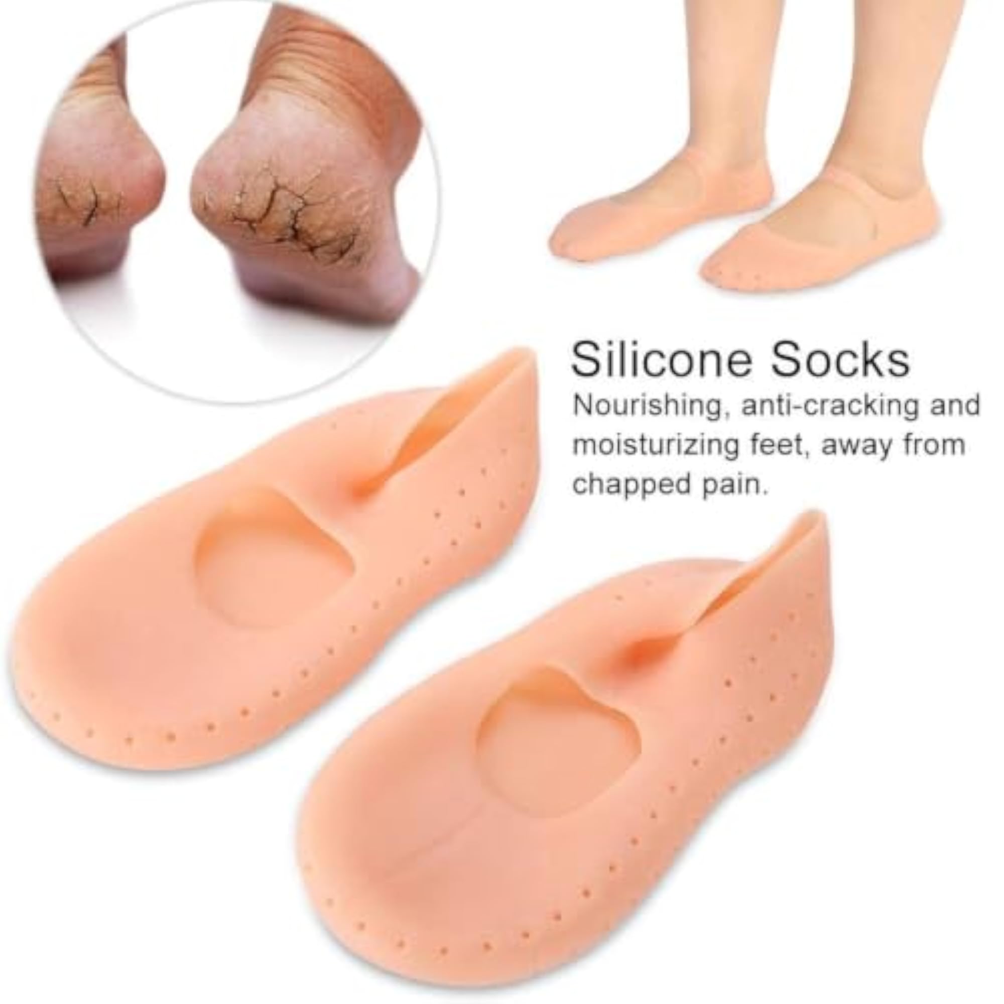 Silicone Gel Foot Protector Moisturising Socks for Cracked Heels
