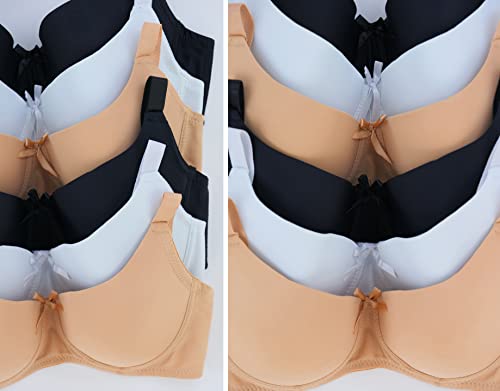 Image of ToBeInStyle Women's Pack of 6 Padded Assorted Styles Supportive Bras Cup Size - A to DDD