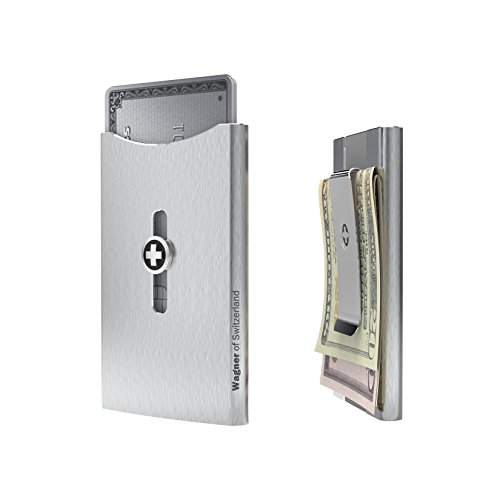 WAGNER SWISS WALLET for men (front pocket money clip): Credit Card Holder & Metal money clip wallet & Money Clip Wallet & RFID wallets. Metal front pocket wallets: slim, smart, carteras para hombres