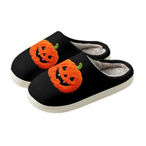 Halloween Pumpkin for Women Ladies House Fuzzy Slippers Winter Warm Shoes - image 7
