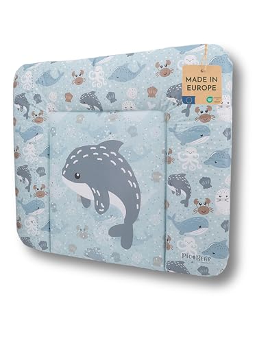 pic Bear Wickelauflage - hochwertige OEKO-TEX Wickeltischauflage - pflegeleichte Wickelunterlage - Auflage Wickelkommode - 85 x 72 cm - Sealife