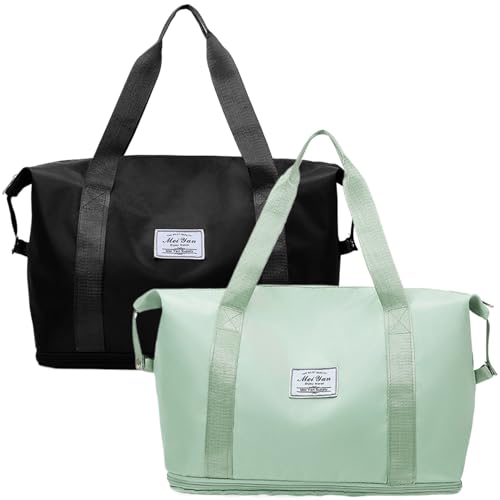 Travel Tote Bags for Women Hand Luggage Bag Foldable Duffle Bag Waterproof Weekender Bag Wet Dry Seperated Pocket Gym Bag Large Capacity Overnight Bag for Travel Work Black4