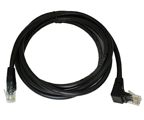 Cable Ethernet RJ45 Cat6 7ft ángulo hacia abajo negro miniatura 1