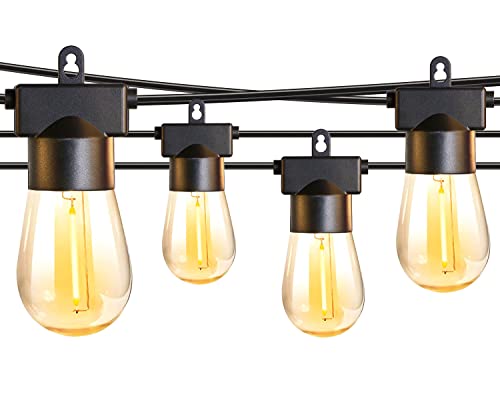 Mumaniu Outdoor String Lights Mains Powered,100FT/30m S14 String Lights with 50+2Pcs Plastic Bulbs, 1W 2700K Waterproof Shatterproof Warm White Festoon Lights for Patio Outside Terrace