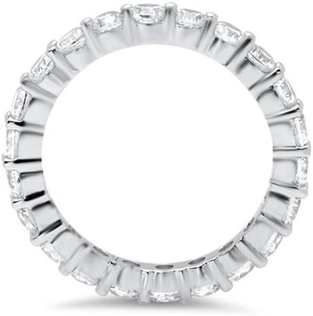 Metal Factory 3.50MM Sterling Silver 925 Cubic Zirconia CZ Eternity Engagement Wedding Band Ring - Image 2