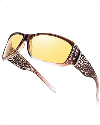 IGnaef Night Driving Glasses for Womens Yellow Polarized Night Vision Glasses Anti Glare IF010