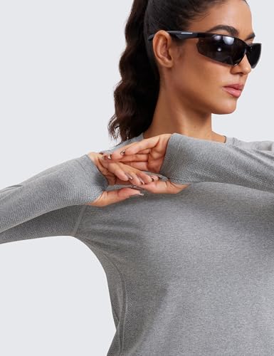 Image of CRZ YOGA Seamless Top Waist Length | Training, Chafe-Free, Slim Fit, Raglan Sleeves, Mesh Vents, Workout, Long Sleeve Shirts for Women