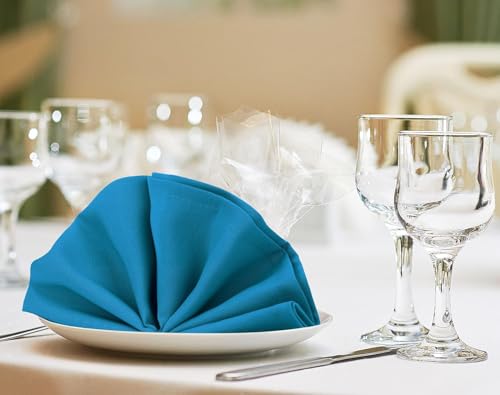 Image of Dining Table Napkins Polycotton Set of 12 Cloth Napkins for Dining Table Dinner Napkins Cloth 17x17 Inches for Party Wedding Cocktails Restaurant Decoration Regular Use Napkins-Lake Blue