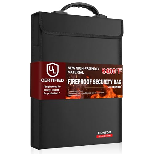 6400 Fireproof Document Bag with Lid Two Storage Pockets Fireproof Bag
