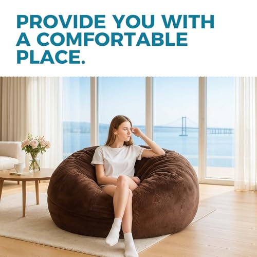 Image of Big Bean Bag Chairs for Adults,Bean Bag with Filler Included,Memory Foam Bean Bag,Giant beanbag,Suitable for Reading Chairs in Living Room, Bedroom and Dormitory. (Brown, Bean Bag Bed)