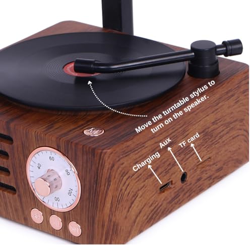 Image of Bigsmall Retro Gramophone Bluetooth Speaker Premium Retro-Style Portable Decorative Speaker with Hands-Free Calling, Rich Sound Quality, 6-Hour Battery Life (1-Year Warranty)