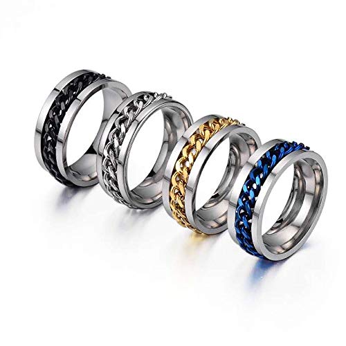 4Pcs Titanium Fidget Band Rings for Women Mens Spinner Rings Beer Bottle Opener Fashion Party Ring Chain Ring Stress Relieving Wedding Promise Rings Set