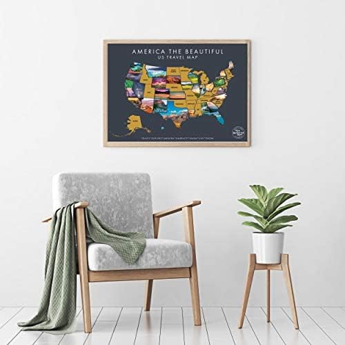 Miniatura 5 de America The Beautiful USA - Mapa interactivo de viajes, póster para rascar revela hermosas fotografías de naturaleza de cada 50 estados, regalo para