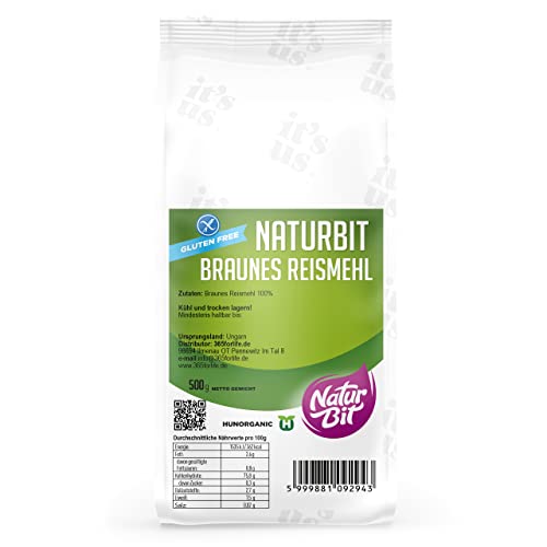 Foto von Braunes Reismehl glutenfrei 3 x 500 g Sparpaket | 1500 g dunkles Vollkornreismehl zum Backen und Panieren, als Bindemittel und für Teig | glutenfreie Alternative | brown rice flour