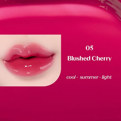 Image of ETUDE Over Glowy Tint #5 Blushed Cherry | Non-Sticky Vegan Lip Tint | Moisturized & Long-lasting Lip Gloss | Daily Lip Stain for Dry Lips, Korean Makeup, K-beauty