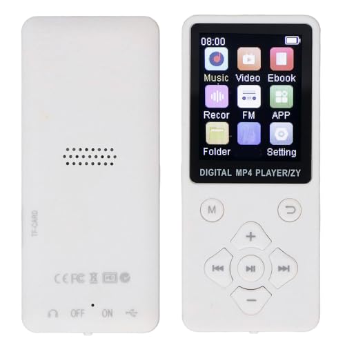 Reproductor MP3 con Bluetooth, Pantalla de 1.8 Pulgadas de Color Portátil HiFi Sound Music Player para Niños, Construido en 16 G, Se Expandieron hasta 128 GB (White)