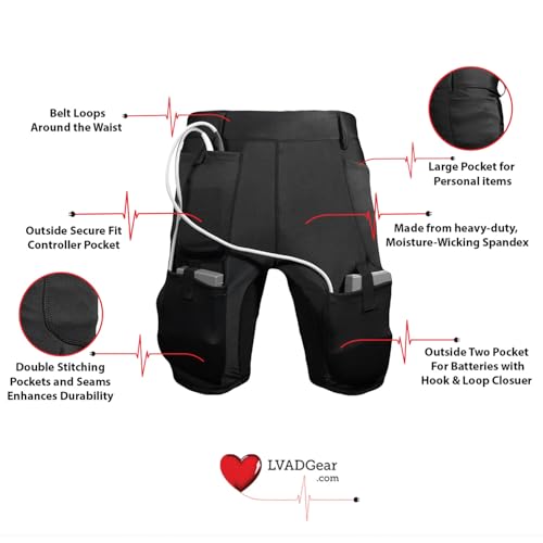 LVAD Medical Shorts Unisex for Heartmate 2 & 3 – Comfortable & Durable | Available in White & Black3