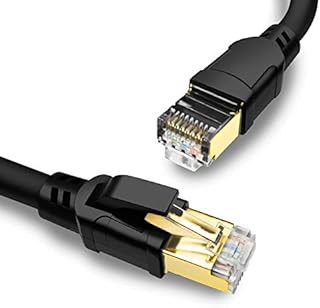 Yauhody CAT8 Ethernet Cable 10FT, 40Gbps High Speed SFTP 2000MHz Gigabit Internet Network LAN Patch Cord with Gold Plated RJ45 Connector for Gaming, Router, Modem, Switches, Hub (10ft, Black)