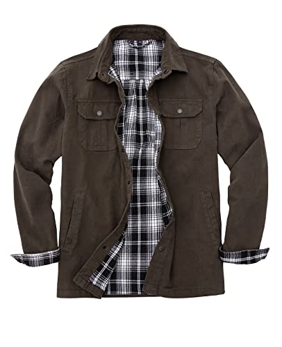 Image of ZENTHACE Men's Full Flannel Lined Shirt Jacket, Heavy Washed Rugged Cotton