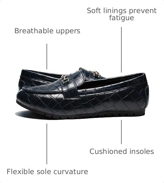 Image of Women's Loafer Casual On Flat Shoes Classy and Comfortable Slip On Flat Shoes (Stone Blue 6W)