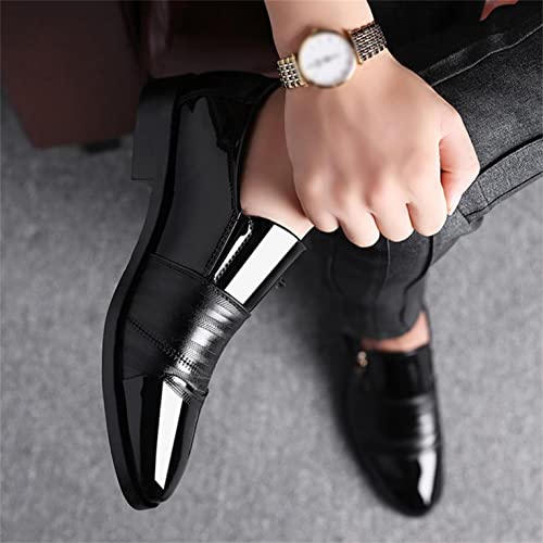 Hbeylia Mens Tuxedo Shoes Patent Leather Lace Up Formal Business Oxford Dress Shoes Classic Fashion Closed Pointed Toe Leather Tuxedo Oxford Wingtip Dress Shoes For Men Business Office Work Wedding2