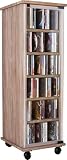 VCM CD DVD Regal Turm Tower Vitrine Schrank Möbel mit Rollen Drehbar Farbwahl 98 x 31 x 35 cm 'Valenza'