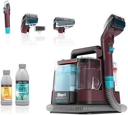 Shark Carpet Cleaner Machine, Portable Upholstery StainStriker, Spot, Odor & Stain Remover, 2 Carpet Cleaner Solutions, 3 Tools, Perfect for Pet Hair, Carpet, Area Rugs, Couches, Burgundy, PX203BRN