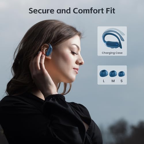 Image of TRAUSI Wireless Bluetooth 5.4 Headphones, Fast Charging Stereo Earphones with Noise Cancelling Mic, IPX7 Waterproof and Comfort Fit Ear Buds for Fitness, Workouts Purple