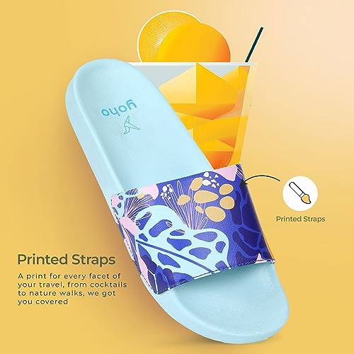 Image of YOHO Tropica Printed Comfortable Women Slides | Stylish Rainy Footwear & Waterproof Monsoon Sandals | Soft Inner Lining On Strap