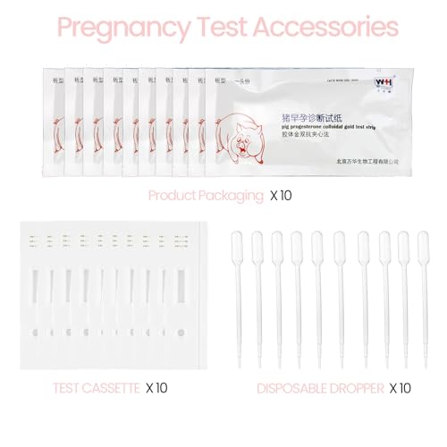 Image of SQUARECIRCLE 10Pcs Pig Pregnancy Tester Strips - Early Pregnancy Diagnosis Tool for Sows - Accurate and Easy-to-Use Pig Pregnancy Test Kit - Ideal for Early Detection, White