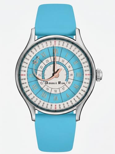 Image of DOUBLERUN Analog Watch, Silicone Strap, Roman Numerals, 24-Hour Display