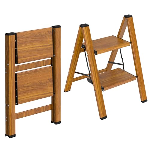 HBTower Step Ladder,Lightweight Aluminum Folding Step Stool with Anti-Slip Wide