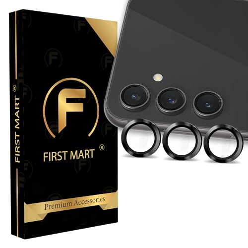Image of FIRST MART Camera Lens Protector for Samsung Galaxy S23 FE - 9H Tempered Glass Metal Alloy Rings, Military-Grade Anti-Scratch Camera Ring Guard, HD Clear, Case-Friendly Protection - Black