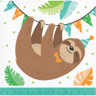 Sloth Birthday Party Supplies, Baby Sloth Birthday Party Printed Beverage Napkins, Box of 192