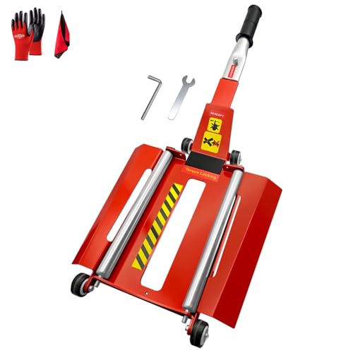 DESEQPT Upgraded Portable Effortless Tire Jack Tool with Roller Plate and Double Ramp, Removable Handle with Screw [Roller + Separate Ramp Version]