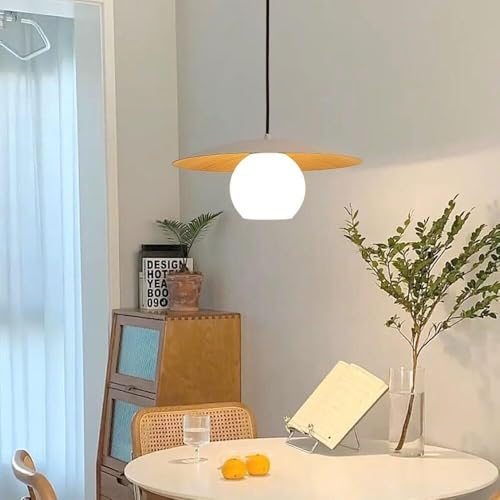 Lámpara de techo ajustable tipo globo para isla de cocina con acabado de madera 6