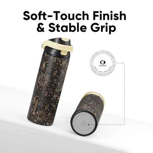 Image of ENCOOL Leakproof Insulated Water Bottle with Straw Dual-Sip Water Bottle Bag-Safe Design for Work, Commute & Gym - Keeps Drinks Cold All Day, 24 oz, Zodiac Stories